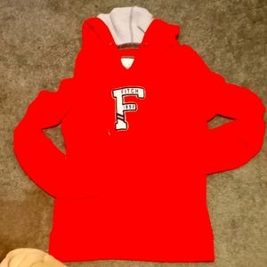 Abercrombie and Fitch Red Hoody with fitch emblem on front chest size medium